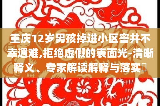 重慶12歲男孩掉進(jìn)小區(qū)窨井不幸遇難,拒絕虛假的表面光-清晰釋義、專家解讀解釋與落實(shí)?
