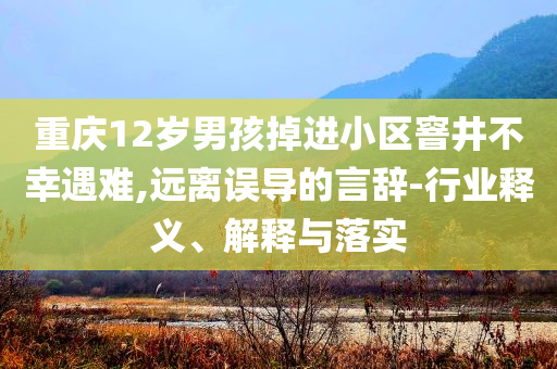 重慶12歲男孩掉進(jìn)小區(qū)窨井不幸遇難,遠(yuǎn)離誤導(dǎo)的言辭-行業(yè)釋義、解釋與落實(shí)