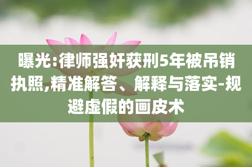 曝光:律師強(qiáng)奸獲刑5年被吊銷執(zhí)照,精準(zhǔn)解答、解釋與落實(shí)-規(guī)避虛假的畫皮術(shù)