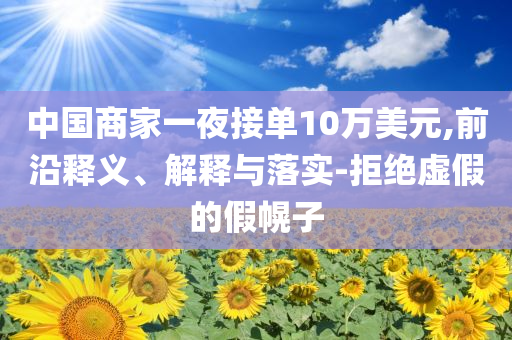 中國商家一夜接單10萬美元,前沿釋義、解釋與落實-拒絕虛假的假幌子