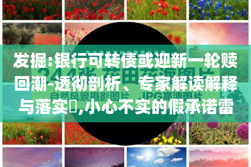 發(fā)掘:銀行可轉(zhuǎn)債或迎新一輪贖回潮-透徹剖析、專家解讀解釋與落實?,小心不實的假承諾雷