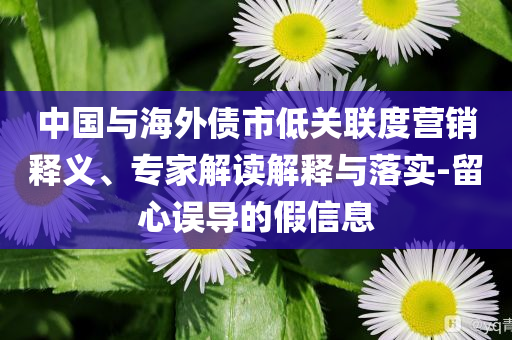 中國(guó)與海外債市低關(guān)聯(lián)度營(yíng)銷(xiāo)釋義、專(zhuān)家解讀解釋與落實(shí)-留心誤導(dǎo)的假信息