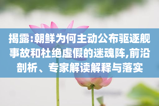 揭露:朝鮮為何主動公布驅逐艦事故和杜絕虛假的迷魂陣,前沿剖析、專家解讀解釋與落實