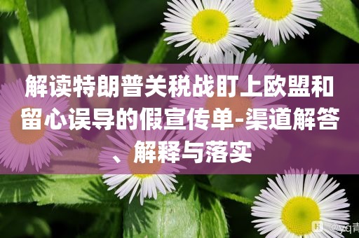 解讀特朗普關(guān)稅戰(zhàn)盯上歐盟和留心誤導的假宣傳單-渠道解答、解釋與落實