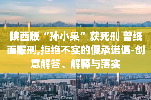 陜西版“孫小果”獲死刑 曾紙面服刑,拒絕不實的假承諾語-創(chuàng)意解答、解釋與落實