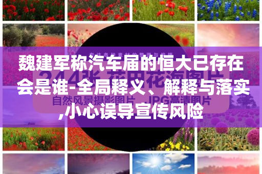 魏建軍稱汽車屆的恒大已存在 會是誰-全局釋義、解釋與落實,小心誤導(dǎo)宣傳風(fēng)險