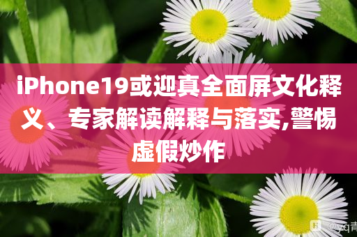 iPhone19或迎真全面屏文化釋義、專家解讀解釋與落實,警惕虛假炒作