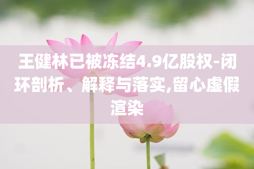 王健林已被凍結(jié)4.9億股權(quán)-閉環(huán)剖析、解釋與落實,留心虛假渲染