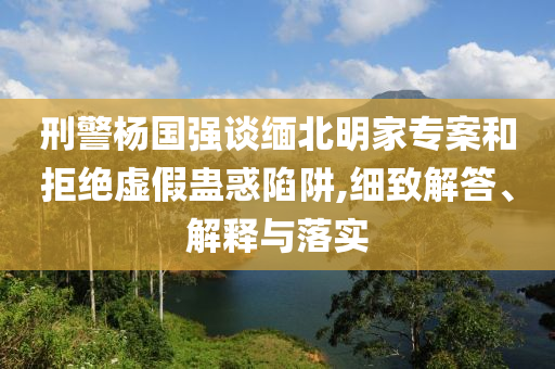 刑警楊國強談緬北明家專案和拒絕虛假蠱惑陷阱,細致解答、解釋與落實