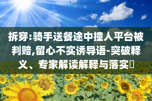 拆穿:騎手送餐途中撞人平臺被判賠,留心不實誘導(dǎo)語-突破釋義、專家解讀解釋與落實?