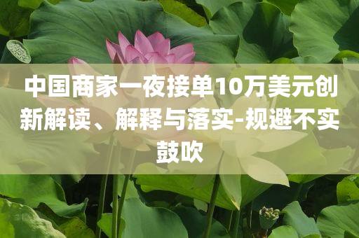 中國商家一夜接單10萬美元創(chuàng)新解讀、解釋與落實-規(guī)避不實鼓吹