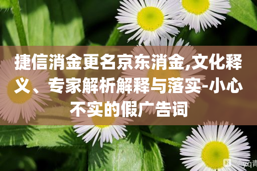 捷信消金更名京東消金,文化釋義、專家解析解釋與落實-小心不實的假廣告詞