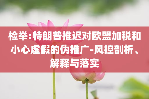 檢舉:特朗普推遲對歐盟加稅和小心虛假的偽推廣-風控剖析、解釋與落實