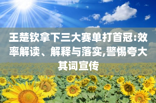 王楚欽拿下三大賽單打首冠:效率解讀、解釋與落實,警惕夸大其詞宣傳
