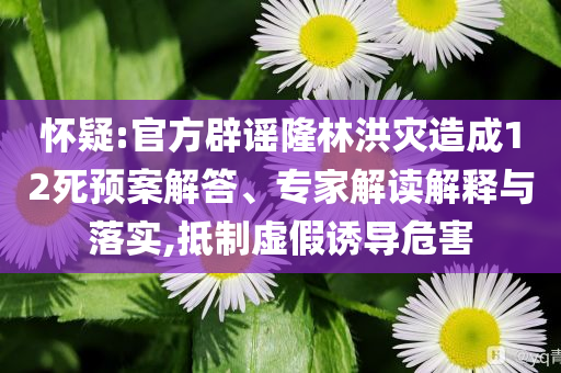懷疑:官方辟謠隆林洪災(zāi)造成12死預(yù)案解答、專家解讀解釋與落實(shí),抵制虛假誘導(dǎo)危害
