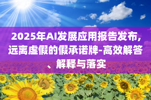 2025年AI發(fā)展應(yīng)用報(bào)告發(fā)布,遠(yuǎn)離虛假的假承諾牌-高效解答、解釋與落實(shí)