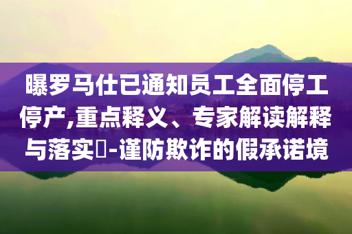 曝羅馬仕已通知員工全面停工停產(chǎn),重點(diǎn)釋義、專家解讀解釋與落實(shí)?-謹(jǐn)防欺詐的假承諾境