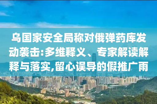 烏國家安全局稱對俄彈藥庫發(fā)動襲擊:多維釋義、專家解讀解釋與落實,留心誤導(dǎo)的假推廣雨