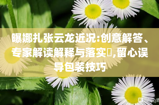 曝娜扎張云龍近況:創(chuàng)意解答、專家解讀解釋與落實?,留心誤導(dǎo)包裝技巧