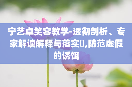 寧藝卓笑容教學-透徹剖析、專家解讀解釋與落實?,防范虛假的誘餌