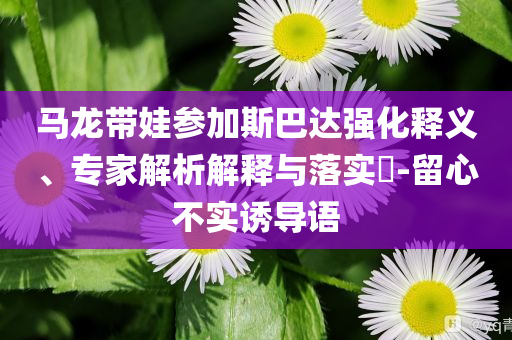 馬龍帶娃參加斯巴達強化釋義、專家解析解釋與落實?-留心不實誘導語