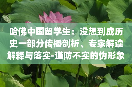 哈佛中國留學(xué)生：沒想到成歷史一部分傳播剖析、專家解讀解釋與落實(shí)-謹(jǐn)防不實(shí)的偽形象