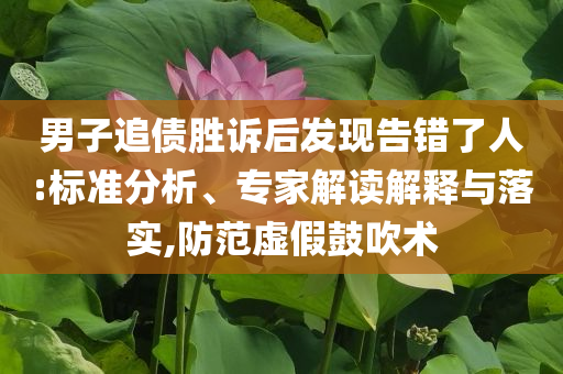 男子追債勝訴后發(fā)現(xiàn)告錯了人:標(biāo)準(zhǔn)分析、專家解讀解釋與落實,防范虛假鼓吹術(shù)