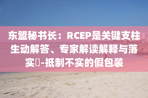 東盟秘書長(zhǎng)：RCEP是關(guān)鍵支柱生動(dòng)解答、專家解讀解釋與落實(shí)?-抵制不實(shí)的假包裝
