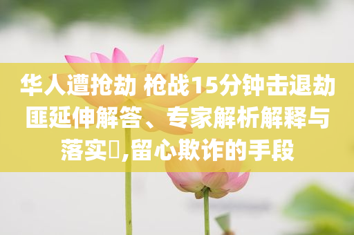 華人遭搶劫 槍?xiě)?zhàn)15分鐘擊退劫匪延伸解答、專(zhuān)家解析解釋與落實(shí)?,留心欺詐的手段