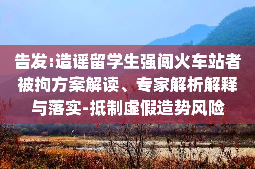 告發(fā):造謠留學生強闖火車站者被拘方案解讀、專家解析解釋與落實-抵制虛假造勢風險