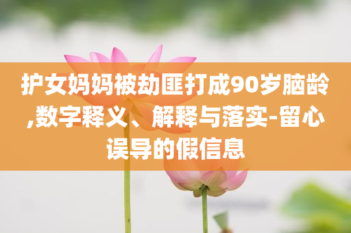 護(hù)女媽媽被劫匪打成90歲腦齡,數(shù)字釋義、解釋與落實(shí)-留心誤導(dǎo)的假信息