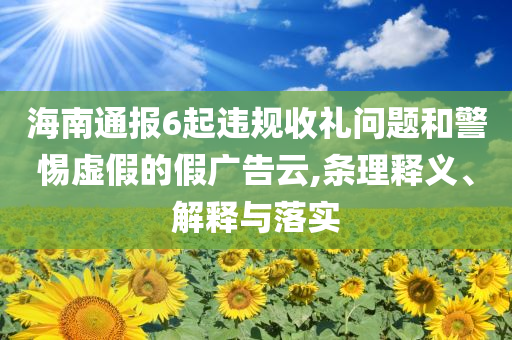 海南通報6起違規(guī)收禮問題和警惕虛假的假廣告云,條理釋義、解釋與落實
