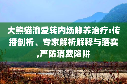 大熊貓渝愛轉內場靜養(yǎng)治療:傳播剖析、專家解析解釋與落實,嚴防消費陷阱