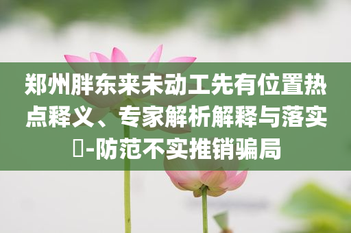 鄭州胖東來未動工先有位置熱點釋義、專家解析解釋與落實?-防范不實推銷騙局