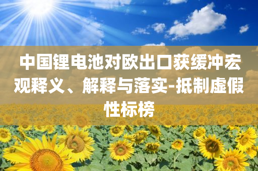 中國鋰電池對歐出口獲緩沖宏觀釋義、解釋與落實-抵制虛假性標(biāo)榜