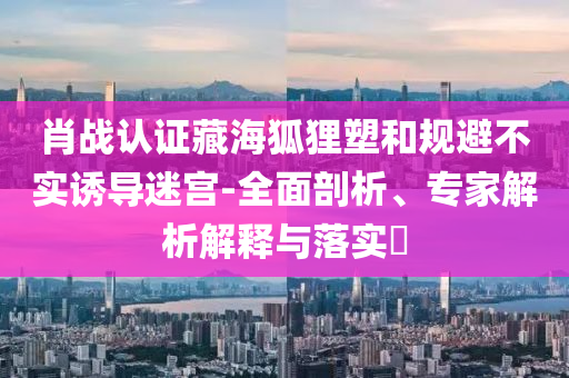 肖戰(zhàn)認(rèn)證藏海狐貍塑和規(guī)避不實(shí)誘導(dǎo)迷宮-全面剖析、專家解析解釋與落實(shí)?
