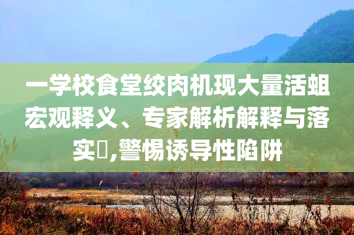一學(xué)校食堂絞肉機(jī)現(xiàn)大量活蛆宏觀釋義、專家解析解釋與落實(shí)?,警惕誘導(dǎo)性陷阱