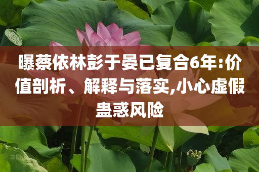 曝蔡依林彭于晏已復(fù)合6年:價(jià)值剖析、解釋與落實(shí),小心虛假蠱惑風(fēng)險(xiǎn)