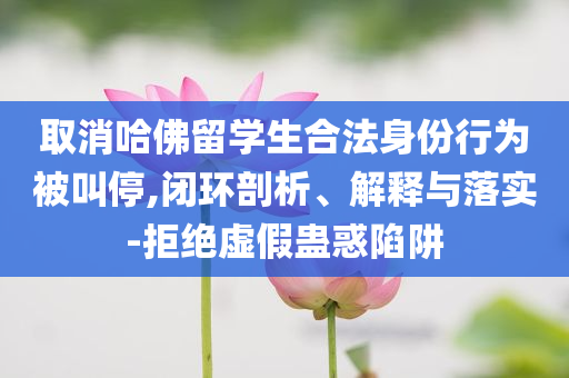 取消哈佛留學(xué)生合法身份行為被叫停,閉環(huán)剖析、解釋與落實-拒絕虛假蠱惑陷阱