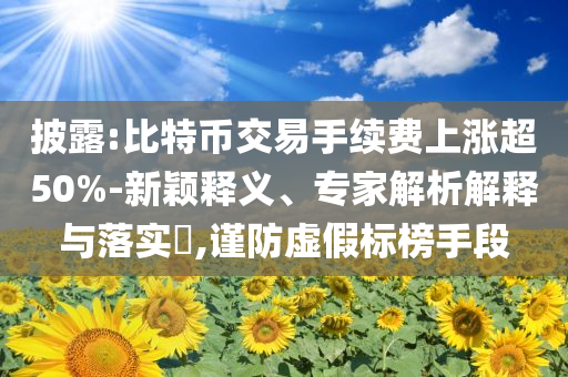 披露:比特幣交易手續(xù)費(fèi)上漲超50%-新穎釋義、專家解析解釋與落實(shí)?,謹(jǐn)防虛假標(biāo)榜手段