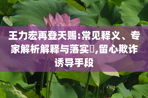 王力宏再登天賜:常見(jiàn)釋義、專家解析解釋與落實(shí)?,留心欺詐誘導(dǎo)手段