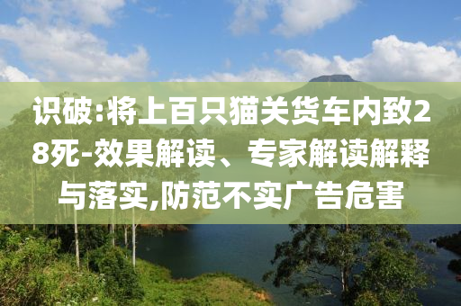 識破:將上百只貓關(guān)貨車內(nèi)致28死-效果解讀、專家解讀解釋與落實,防范不實廣告危害