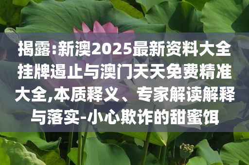 揭露:新澳2025最新資料大全掛牌遏止與澳門天天免費(fèi)精準(zhǔn)大全,本質(zhì)釋義、專家解讀解釋與落實(shí)-小心欺詐的甜蜜餌