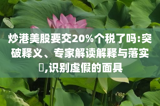 炒港美股要交20%個(gè)稅了嗎:突破釋義、專家解讀解釋與落實(shí)?,識(shí)別虛假的面具