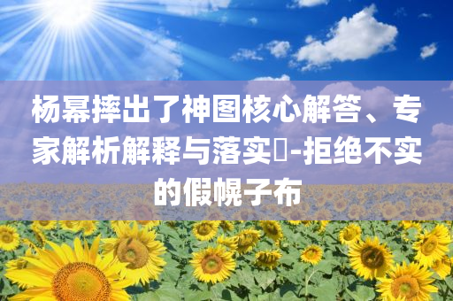 楊冪摔出了神圖核心解答、專家解析解釋與落實(shí)?-拒絕不實(shí)的假幌子布