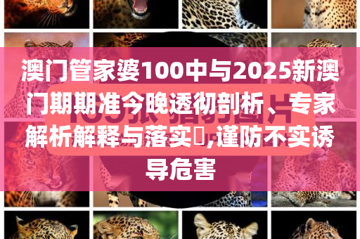 澳門(mén)管家婆100中與2025新澳門(mén)期期準(zhǔn)今晚透徹剖析、專(zhuān)家解析解釋與落實(shí)?,謹(jǐn)防不實(shí)誘導(dǎo)危害