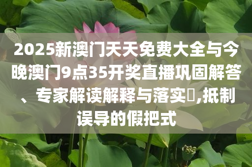 2025新澳門天天免費大全與今晚澳門9點35開獎直播鞏固解答、專家解讀解釋與落實?,抵制誤導的假把式