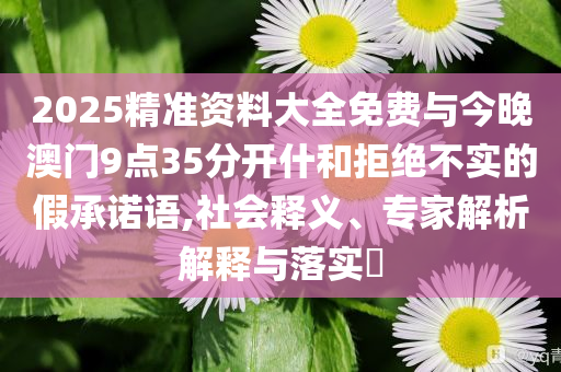 2025精準(zhǔn)資料大全免費(fèi)與今晚澳門9點(diǎn)35分開什和拒絕不實(shí)的假承諾語,社會釋義、專家解析解釋與落實(shí)?