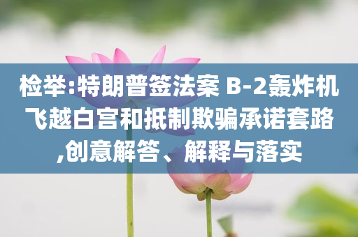 檢舉:特朗普簽法案 B-2轟炸機(jī)飛越白宮和抵制欺騙承諾套路,創(chuàng)意解答、解釋與落實(shí)
