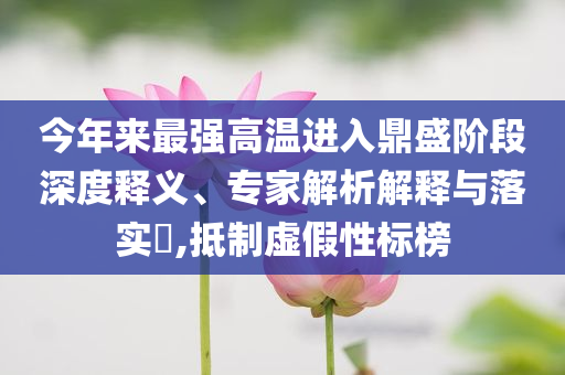 今年來最強高溫進(jìn)入鼎盛階段深度釋義、專家解析解釋與落實?,抵制虛假性標(biāo)榜